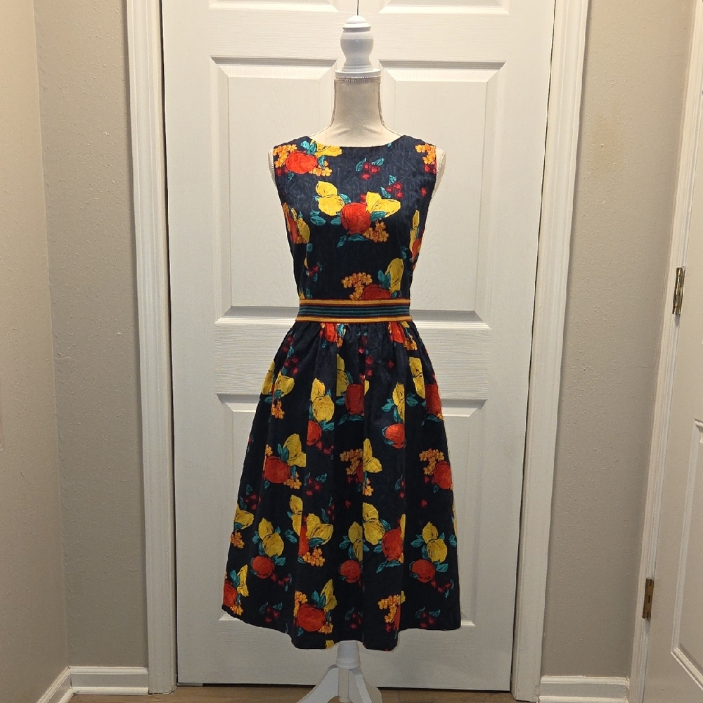 Eva Mendes for New York & Company Floral Midi Dress - Black, Yellow, Red, Blue
